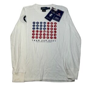 Polo Ralph Lauren Team Usa Graphic Jersey Long-Sleeve Tee Womens Small White NEW
